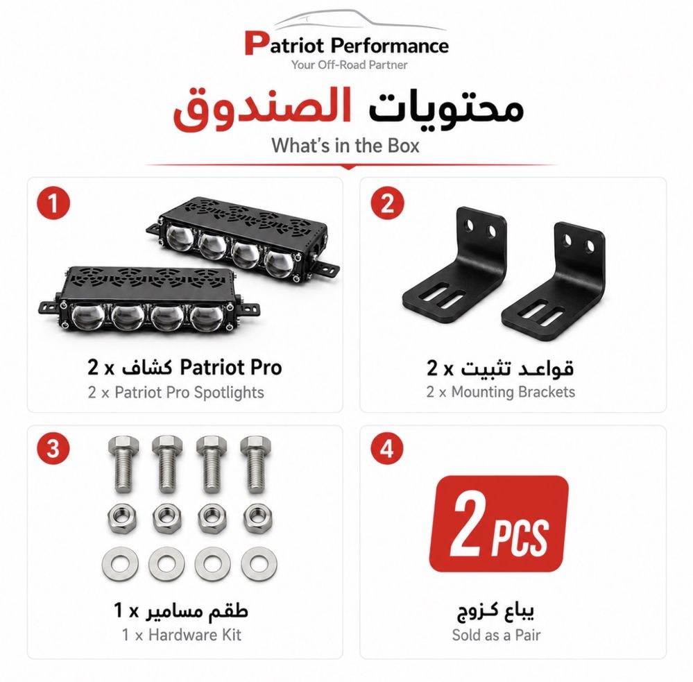 طقم كشافات Patriot Pro المطور (Spot) - تبريد مروحة مزدوج - زوج (2 قطعة)_thumbnail_5