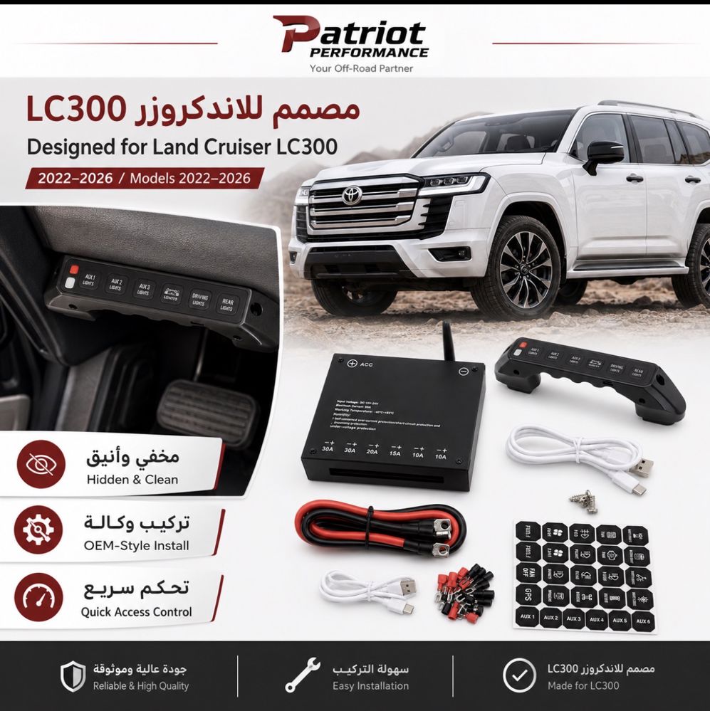 لوحة التحكم المخفية (في المقبض) - لاندكروزر LC300 (وايرلس - تركيب وكالة)_thumbnail_0
