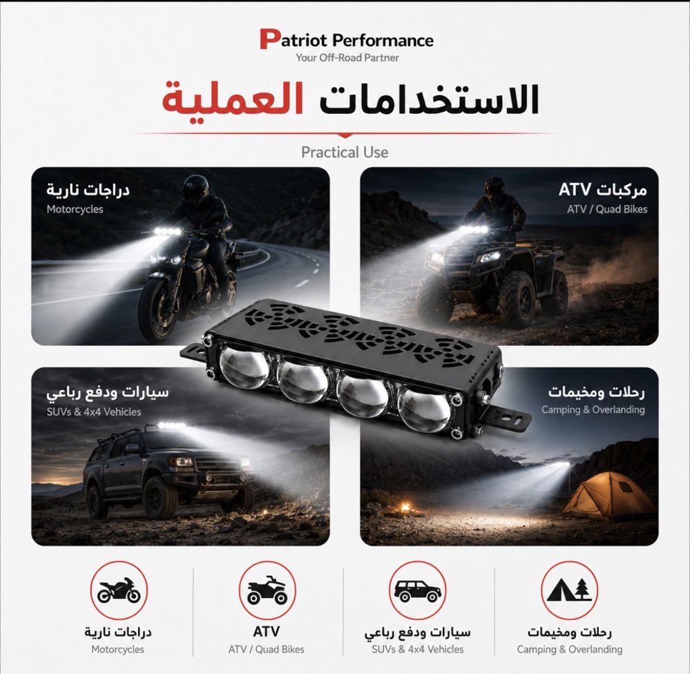 طقم كشافات Patriot Pro المطور (Spot) - تبريد مروحة مزدوج - زوج (2 قطعة)_thumbnail_4