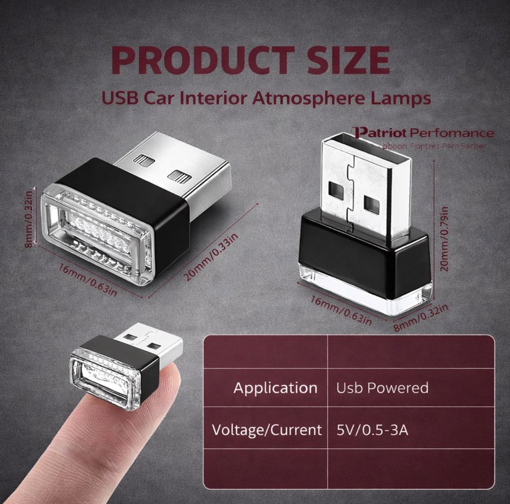 طقم إضاءة USB المحيطية (4 قطع) - لون أبيض (للسيارة والمنزل) - توفير_thumbnail_2