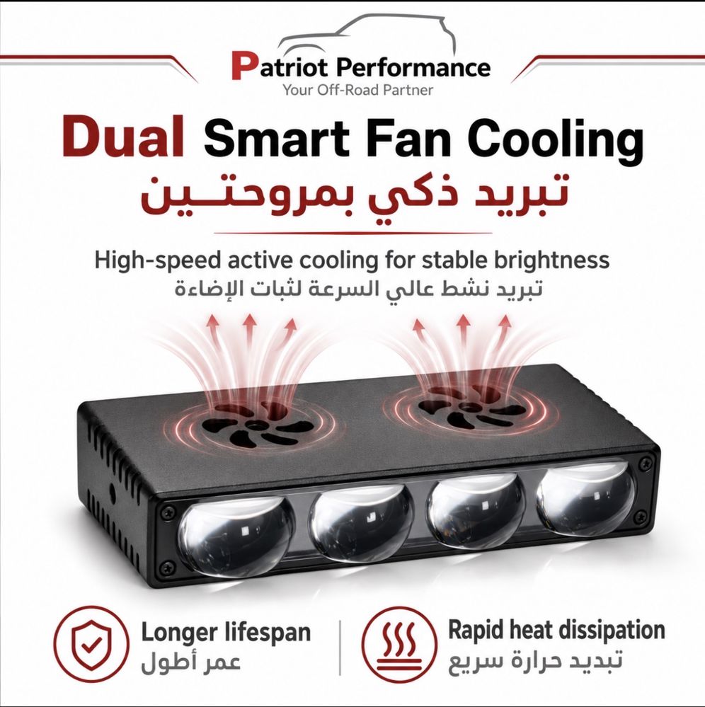 طقم كشافات Patriot Pro المطور (Spot) - تبريد مروحة مزدوج - زوج (2 قطعة)_thumbnail_1